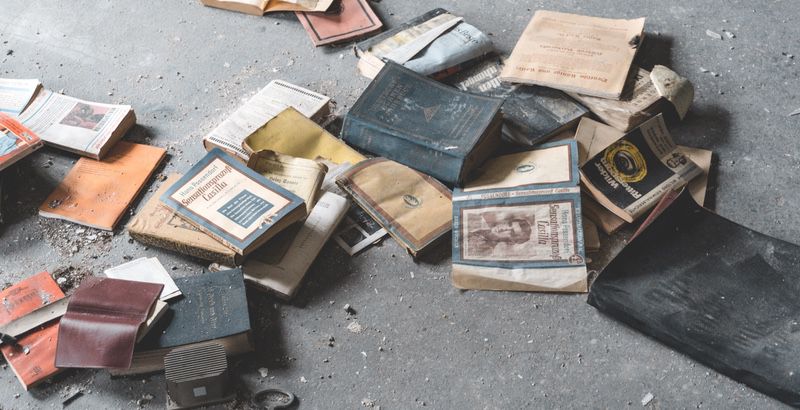 Deko-Bild: Auf dem Boden ausgekiptte Bücher… 